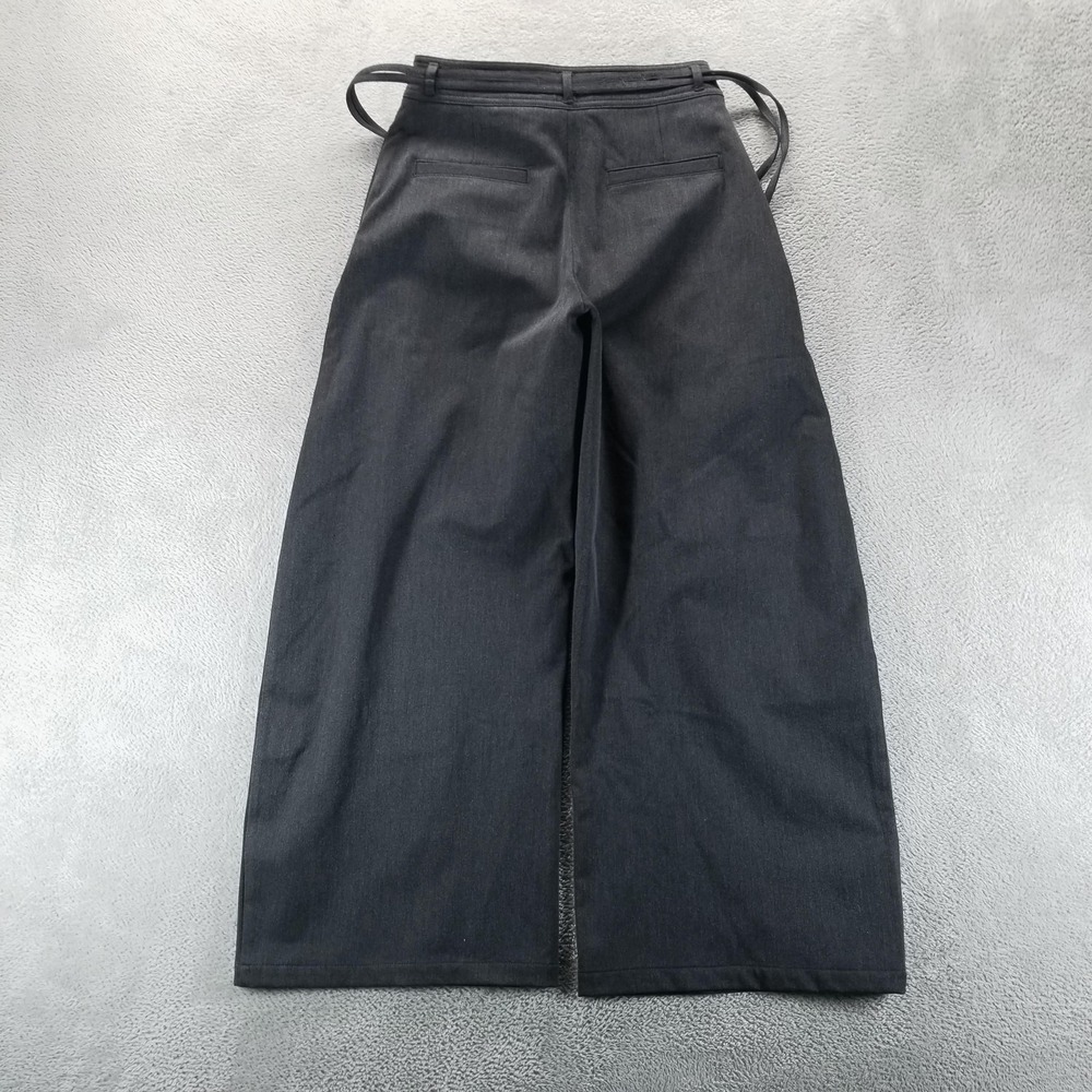 Insis Femme Pants Womens M Gray Asymmetric Wide Leg Cropped Pleated Minimalist - Picture 2 of 10